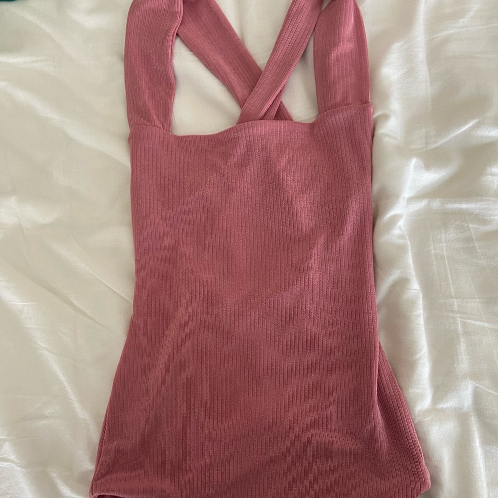 Nordstrom Wayf pink open back body suit